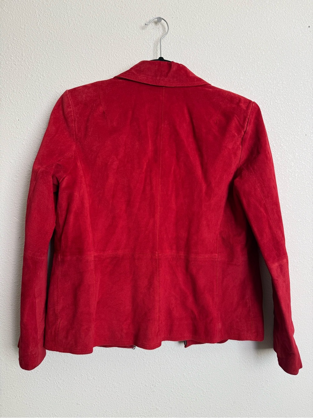 Charter Club Petite Red Suede Leather Jacket Y2K Moto Zip Front 90s Minimalist - Picture 8 of 13